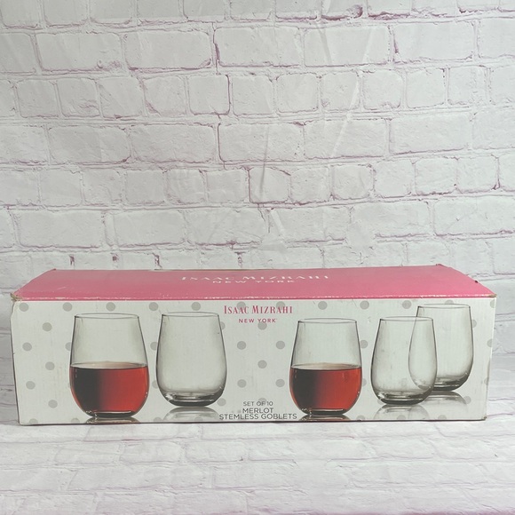 Isaac Mizrahi Other - Isaac Mizrahi Merlot Stemless Glass Goblet Set